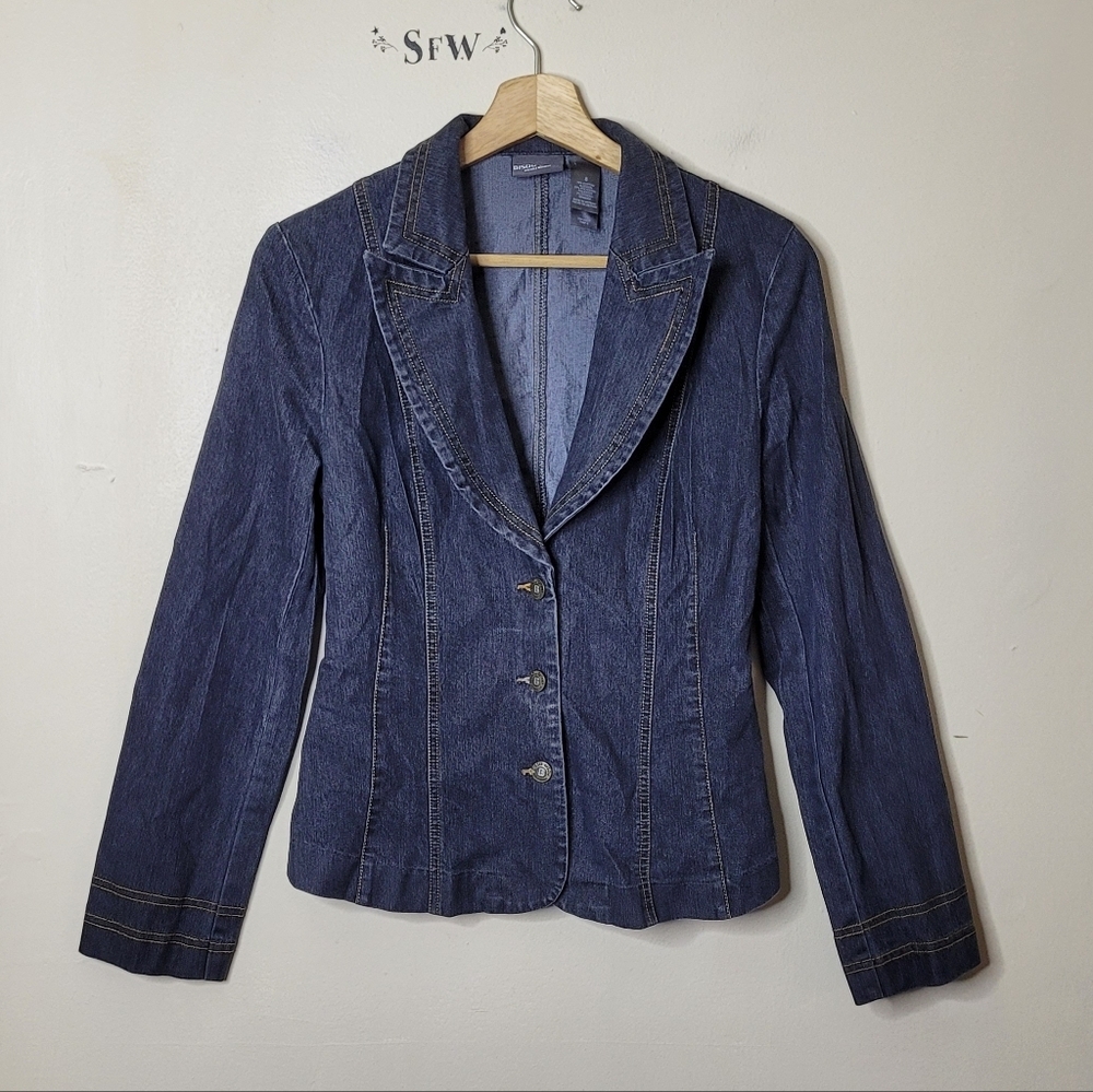 Bisou Bisou Y2K Denim Stretch Jean Jacket Size 8 - Picture 2 of 9